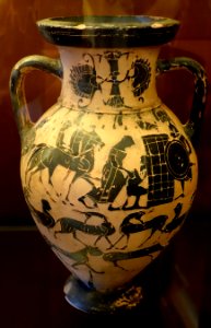 Achilles lying in wait for Troilos, inv. 96, Tyrrhenian amphora, Castellani Painter, 560-550 BC, ceramic - Musei Capitolini - Rome, Italy - DSC05912