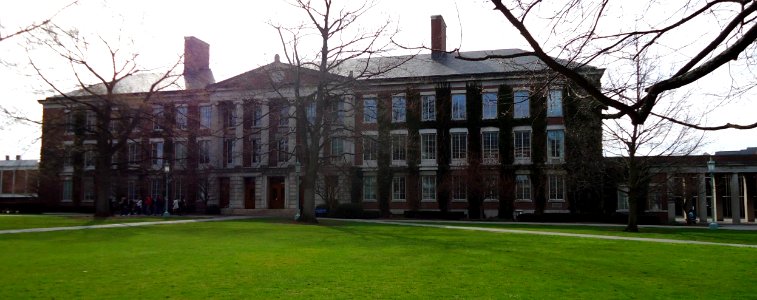 Academic building around quad at the University of Rochester