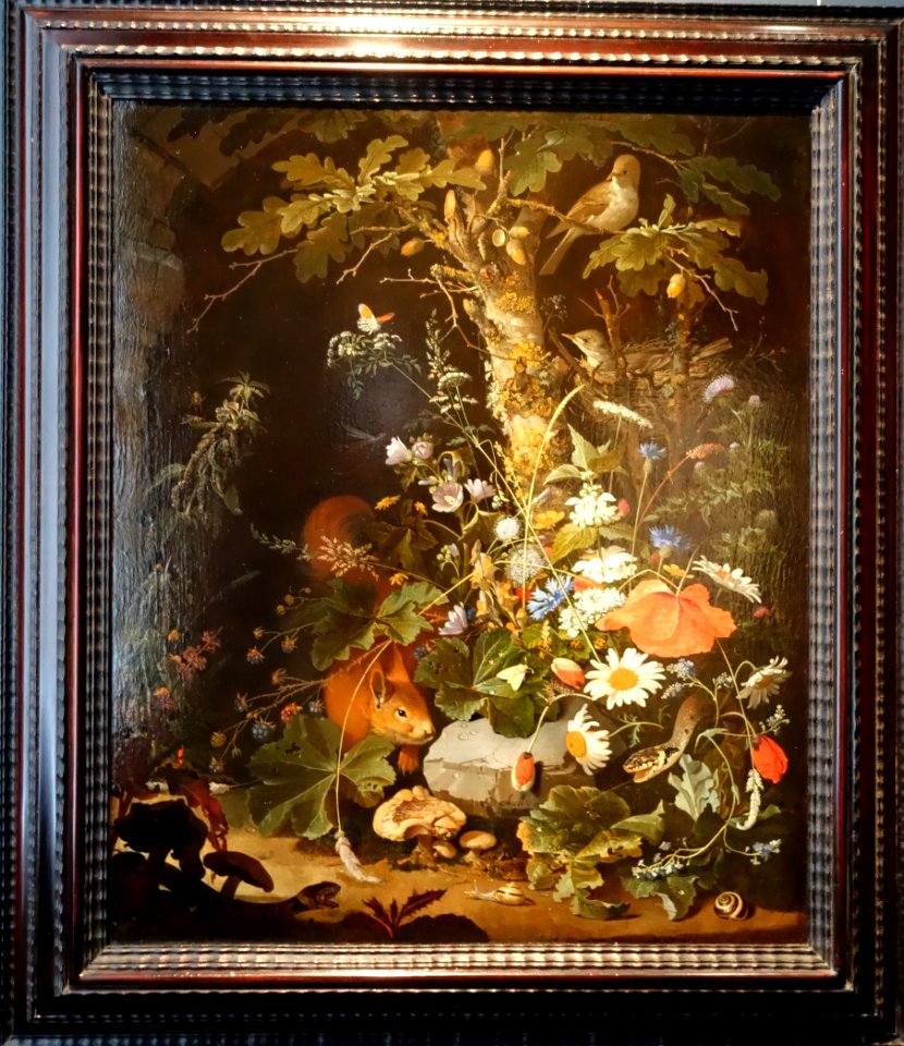 Abraham Mignon, Undergrowth with Flowers, Animals and Insects