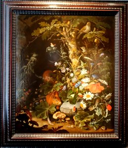 Abraham Mignon, Undergrowth with Flowers, Animals and Insects