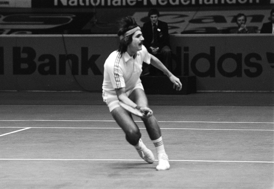 ABN-tennistoernooi in Ahoy te Rotterdam, Jimmy Conners aktie tegen Wilkison 17 maart 1981, Bestanddeelnr 931-3785
