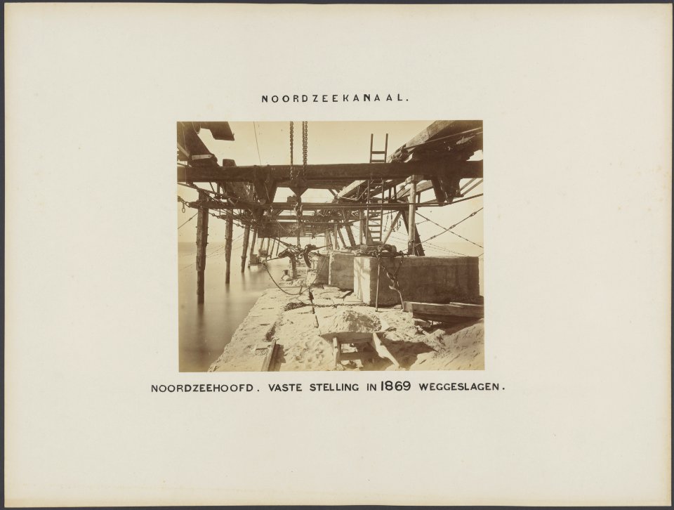 Aanleg van het noordzeehoofd, vaste stelling, in 1869 weggeslagen, Bestanddeelnr 568
