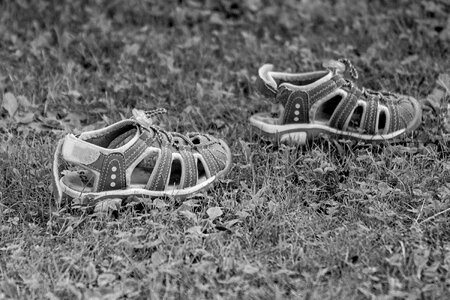 Sandals children's shoes black and white photo