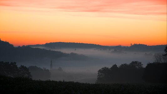 Fog early in the morning sunrise