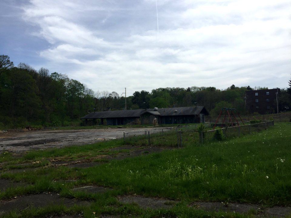 Abandoned YMCA bathhouse and playground, Upper St. Clair, Pennsylvania, 5-2-2021