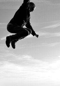 Flying black and white sky