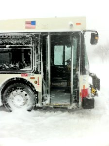 Abandoned CTA Bus on Lake SHore Drive with doors opened feb 2 2011