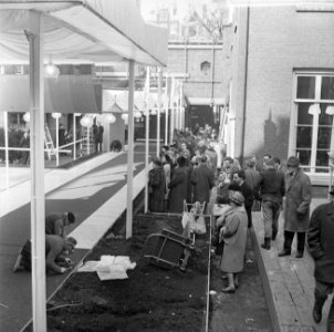 Aantal getuigen, bruidsjonkers en bruidsmeisjes. Het gezelschap verlaat het stad, Bestanddeelnr 918-8700