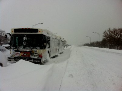 Abandoned CTA Bus on Lake Shore DriveChicago Feb 2 2011 storm