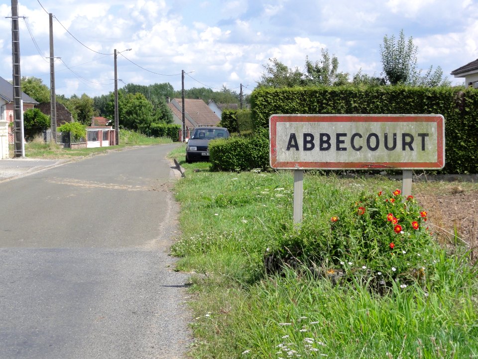 Abbécourt (Aisne) city limit sign