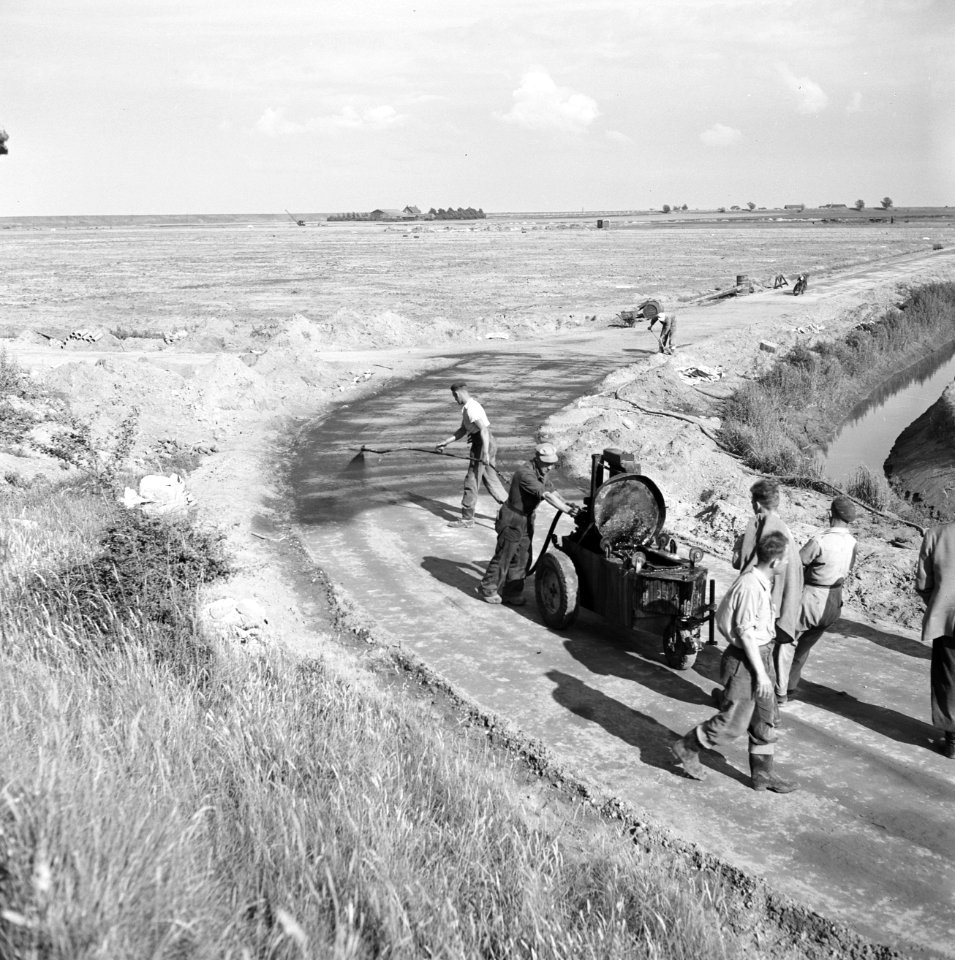 Aanleg en verbeteren van wegen, dijken en spaarbekken, cementstabilisatie, emuls, Bestanddeelnr 161-0416
