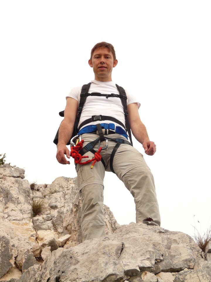 Person hiking climbing