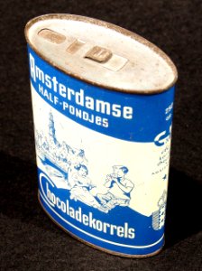 Amsterdamse Half-Pondjes Chocoladekorrels blikje, foto02