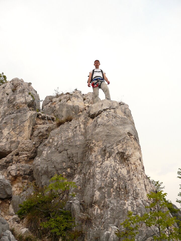 Person hiking climbing