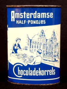 Amsterdamse Half-Pondjes Chocoladekorrels blikje, foto06