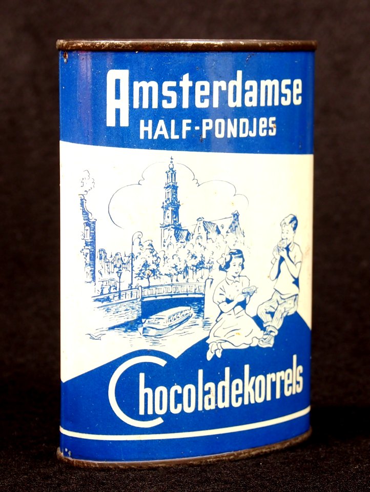 Amsterdamse Half-Pondjes Chocoladekorrels blikje, foto08