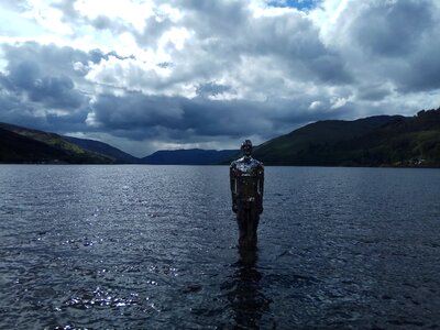 Figure man on the loch mirror man