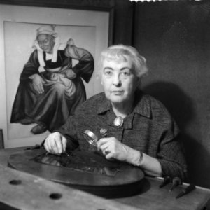 Amsterdamse burijngraveerster Debora G Duyvis wordt 17 februari aanstaande 75 j, Bestanddeelnr 912-0902