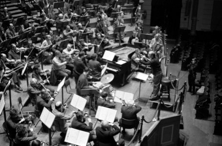Amsterdams Concertgebouw Orkest repeteert met het combo de Diamond Five o.l.v., Bestanddeelnr 914-7457