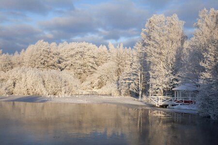 Snow landscape frost on the trees photo