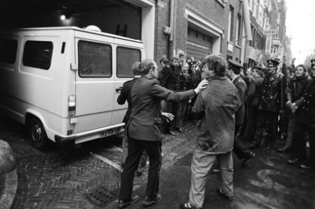 Amsterdamse kraker Jos moest voor rechter verschijnen, hij was bij ontruiming Grote Wetering gearresteerd, Bestanddeelnr 931-3600