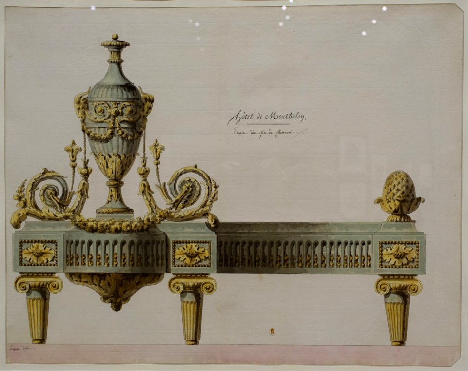 An Andiron for the Hotel de Montholon, by Jean-Jacques Lequeu, 1765, pen and black ink, gray wash, watercolor - Morgan Library & Museum - New York City - DSC06772