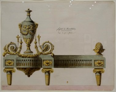 An Andiron for the Hotel de Montholon, by Jean-Jacques Lequeu, 1765, pen and black ink, gray wash, watercolor - Morgan Library & Museum - New York City - DSC06772