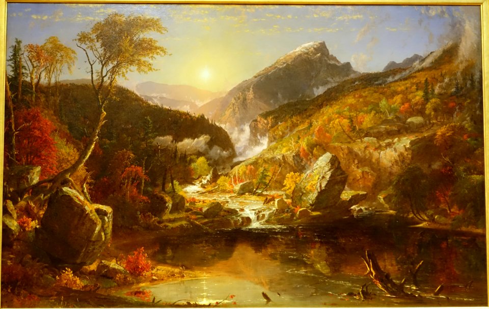 An Indian Summer Morning in the White Mountains, by Jasper Francis Cropsey, 1857, oil on canvas - Currier Museum of Art - Manchester, NH - DSC07534