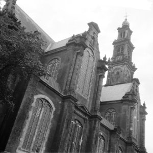 Amsterdam, Westerkerk. Exterieur vanuit het noordoosten met Westertoren, Bestanddeelnr 918-1319
