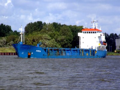 Amica at the Noordsea channel, leaving Port of Amsterdam