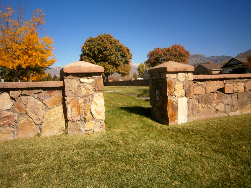 American Fork Utah Cemetery rock wall