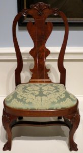 American Queen Anne style slipper chair, c. 1740-60, walnut, Dayton Art Institute photo