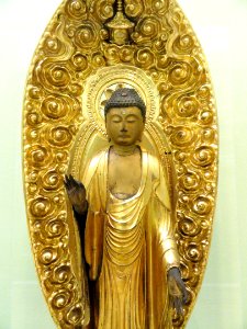 Amida Nyorai Buddha, Japan, 1700s, lacquer, wood, and gold leaf - George Walter Vincent Smith Art Museum - DSC03852