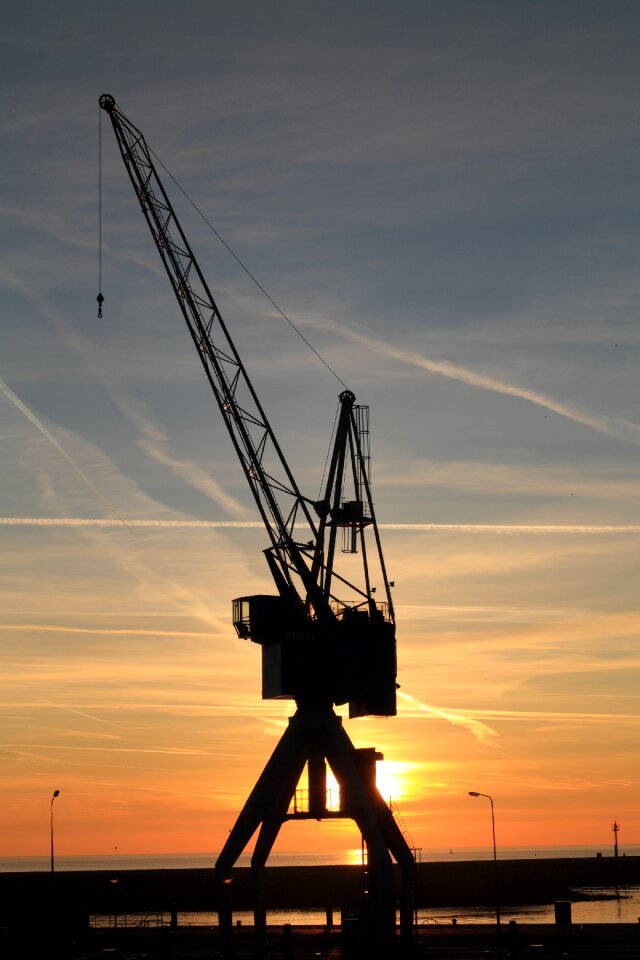 Crane harbour sunset