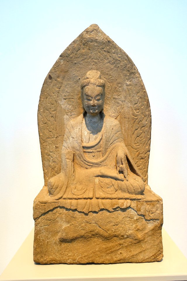 Amitabha Buddha, China, Northern Wei dynasty, c. 520 AD, sandstone - Östasiatiska museet, Stockholm - DSC09328