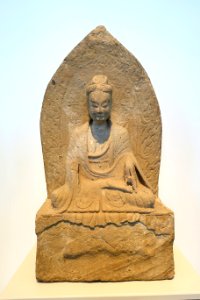 Amitabha Buddha, China, Northern Wei dynasty, c. 520 AD, sandstone - Östasiatiska museet, Stockholm - DSC09328