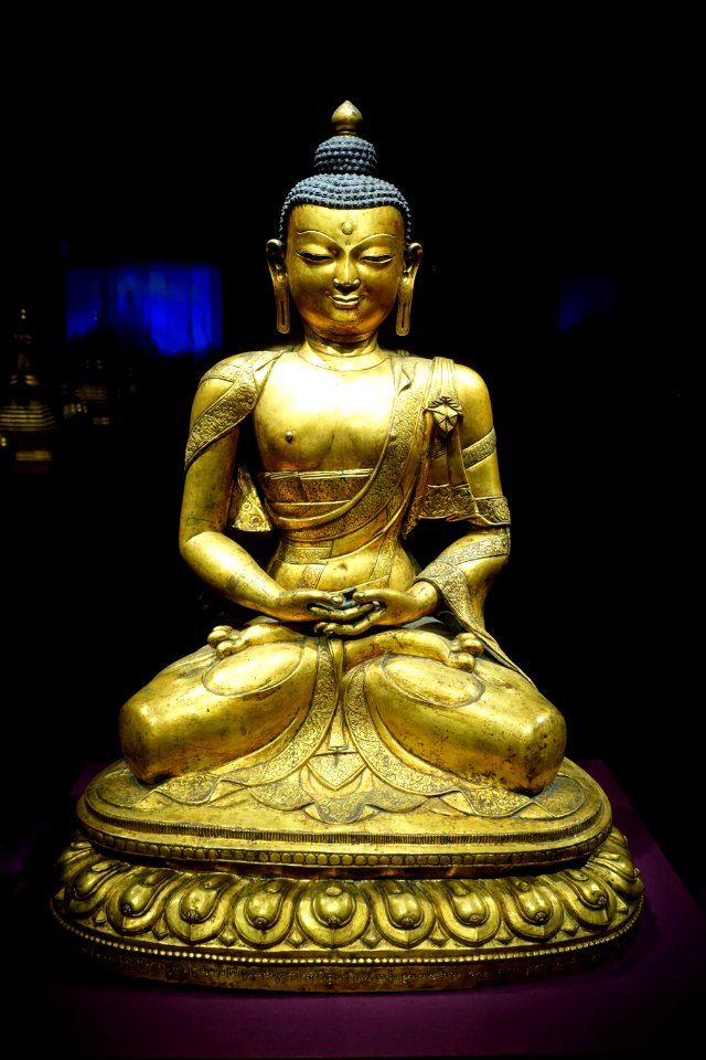 Amitabha, Central Tibet, c. 1450-1500 AD, gilt copper repousse, traces of pigments - Arthur M. Sackler Gallery - DSC05207