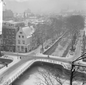 Amsterdam in de sneeuw, hoek Keizersgracht hoek Leliegracht, Bestanddeelnr 914-6531