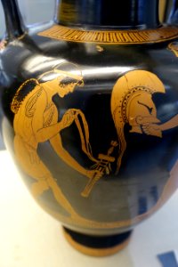 Amphora with young Athenian leaving for war, Hermonax, Attic, c. 450 BC, L 504 - Martin von Wagner Museum - Würzburg, Germany - DSC05820