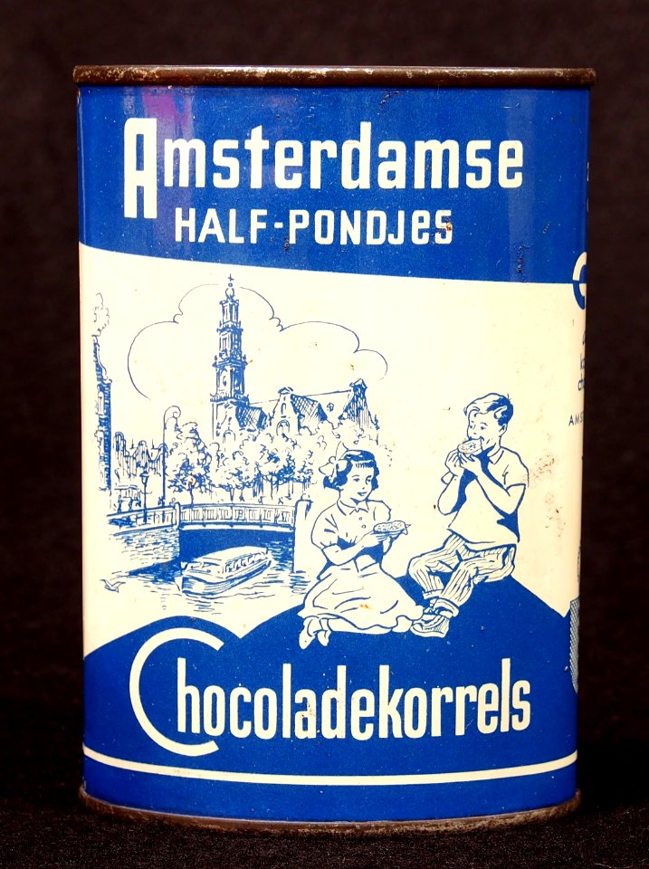 Amsterdamse Half-Pondjes Chocoladekorrels blikje, foto10