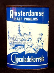Amsterdamse Half-Pondjes Chocoladekorrels blikje, foto10