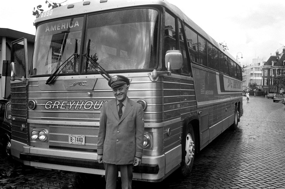 Americruiser, modernste bus van Greyhound Corporation in Amsterdam, Bestanddeelnr 926-7538