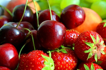 Cherries strawberries peach