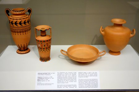 Amphora, Loutrophoros, Kylix, and Hydria, Galloway and Graff, Philadelphia, c. 1881, terracotta - Cincinnati Art Museum - DSC04488