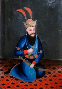 Anonymous reverse painting on glass of a Persian king, western India, late 19th century, HAA