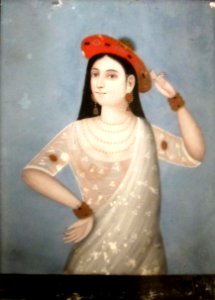Anonymous reverse painting on glass of a woman, western India, late 19th century, HAA