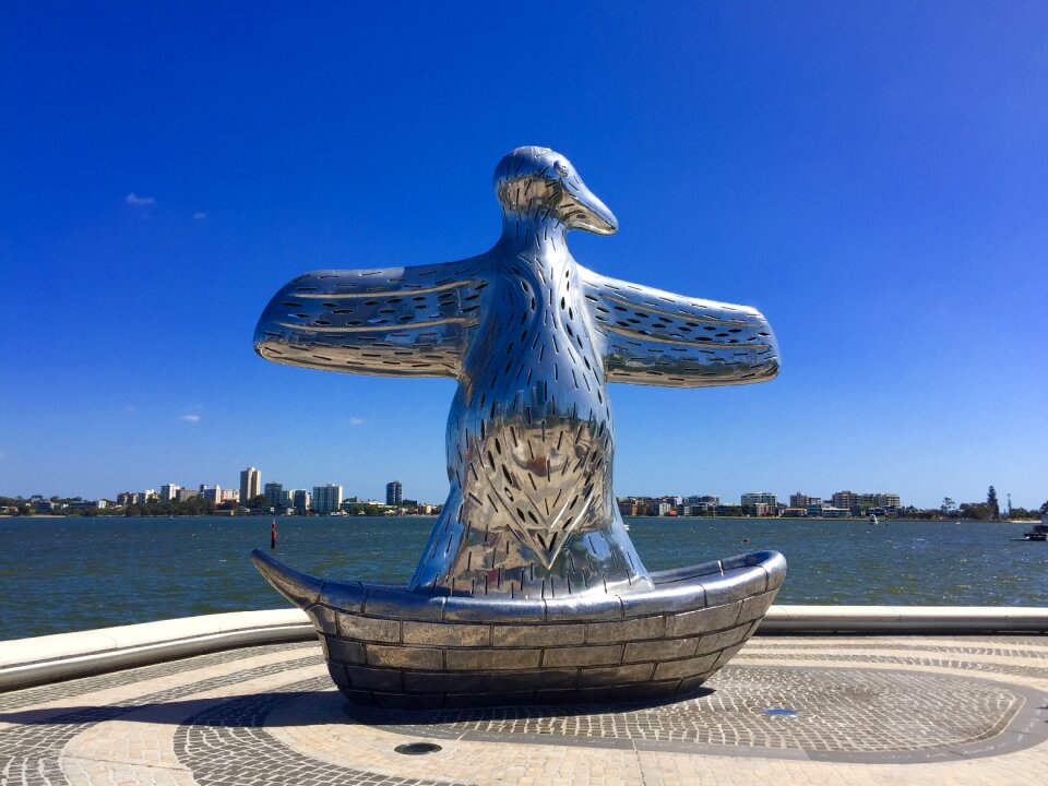 River jetty blue sky