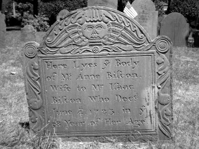 Anne Biscon tombstone (1723), South Burying Ground, Concord, Massachusetts