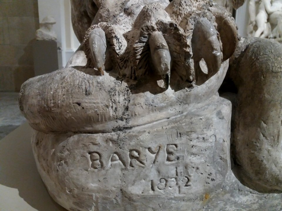Antoine-Louis Barye - Lion au serpent - inscription, 1832, plâtre, H 2457