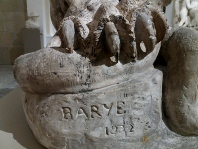 Antoine-Louis Barye - Lion au serpent - inscription, 1832, plâtre, H 2457